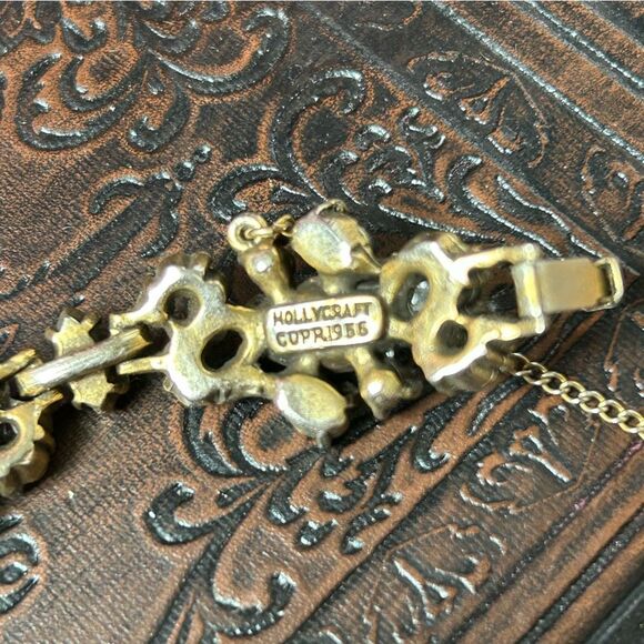 RARE Signed Vintage HOLLYCRAFT 1955 Purple Rhinestone Ornate Bracelet - Picture 6 of 6